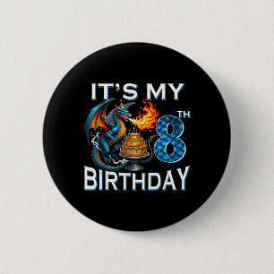 8th Birthday Dragon Party Dragon Lover 8 Years Old 6 Cm Round Badge