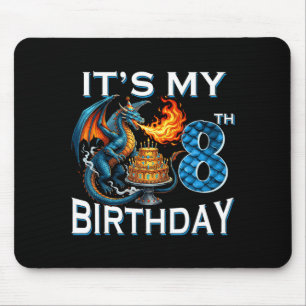 8th Birthday Dragon Party Dragon Lover 8 Years Old Mouse Pad