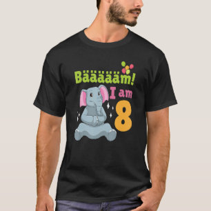 8th Birthday Elephant Themed Birthday Party 8 Year T-Shirt
