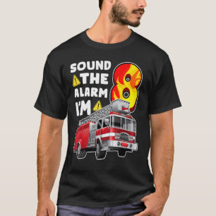 8th Birthday Fire Truck Boy Kids Firefighter 8 Yea T-Shirt