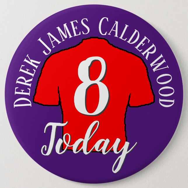 8th Birthday Football Badge to Personalise Button (Front)