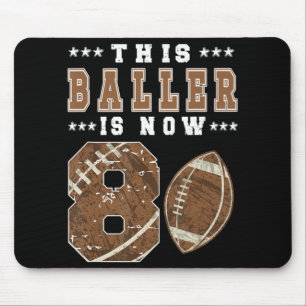 8th Birthday Football Boy Eight Year Old Football  Mouse Pad