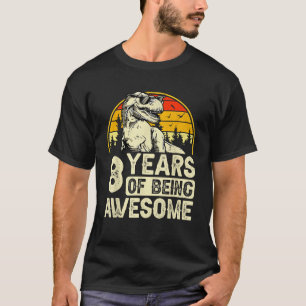 8th Birthday For Boys 8yr 8 Year Old Dinosaur T - T-Shirt