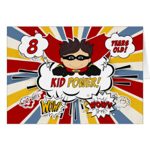 8th Birthday for Boys Super Kid Red Comic Book