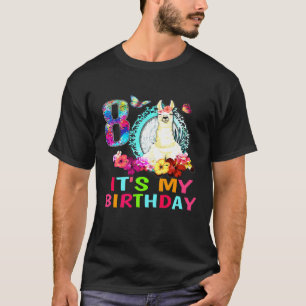 8th Birthday For Girls Its My Birthday Llama Pr T-Shirt