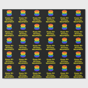 8th Birthday: Fun, Colourful Rainbow Inspired # 8 Wrapping Paper