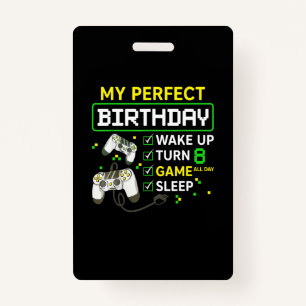 8th Birthday Gaming Boy Birthday gift for gamer ID Badge