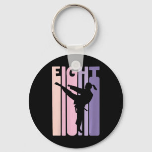 8th Birthday Gift Karate Retro Taekwondo Martial A Key Ring