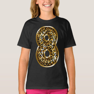 8th Birthday Gift Leopard Animal Print Kids Eight T-Shirt