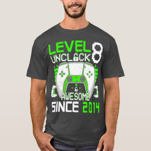 8th Birthday Gift Level 8 Unlocked Awesome 2014 Vi T-Shirt