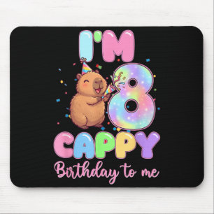 8th Birthday Girl Capybara Shirt 8 Year Old Girls Mouse Pad