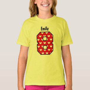 8th Birthday Girl Hearts Eight Year Custom W104 T-Shirt