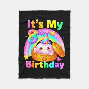8th birthday girl kawaii dumpling anime party 8 fleece blanket