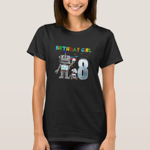 8th Birthday Girl Robo 8 Year Old Birthday T-Shirt