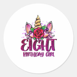 8th Birthday Girl Shirt 8 Year Old Girl Birthday G Classic Round Sticker