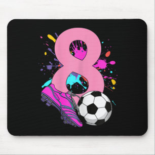 8th Birthday Girl Soccer Player Footll 8 Years Old Mouse Pad
