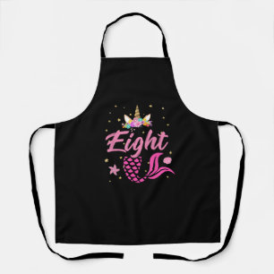 8th Birthday Girl Unicorn Shirt Mermaid Tail 8 Yea Apron