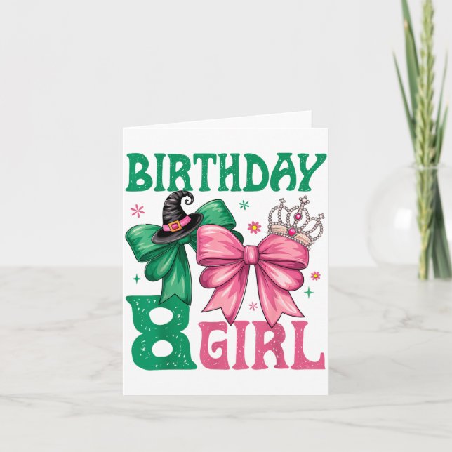 8th Birthday Girl Witch Nk Green 8 Year Old Birthd Card (Front)