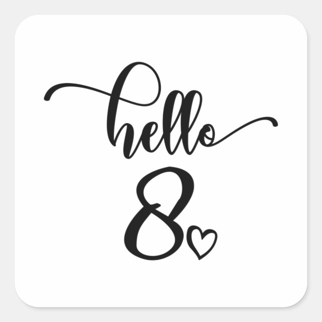 8th Birthday Girls Hello Eight Cute 8 Years Old Square Sticker (Front)