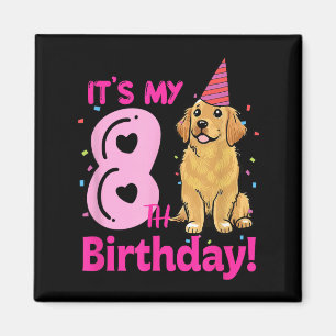 8th Birthday Golden Retriever Dog Lovers 8 Years Magnet