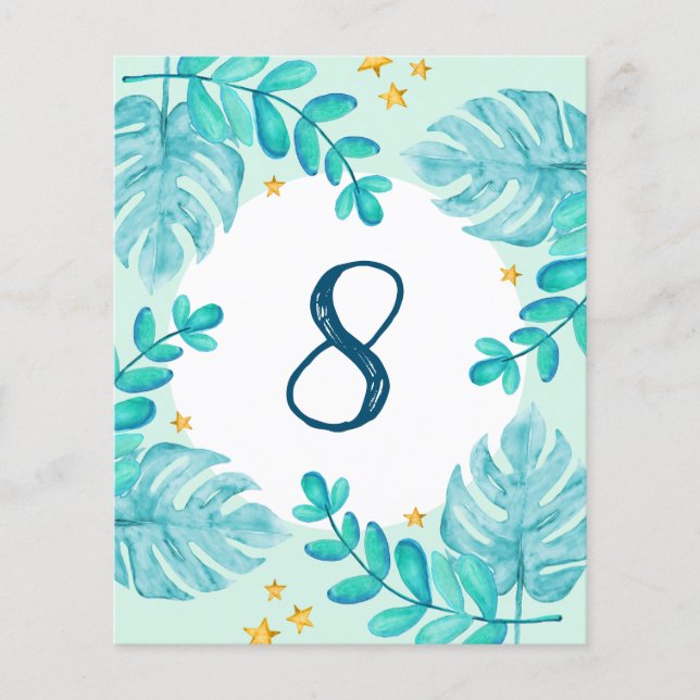 8th Birthday Greenery jungle blue Boy invitations Flyer (Front)