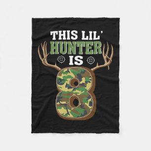 8th Birthday Hunting Deer 8 Year Old Hunter Fleece Blanket