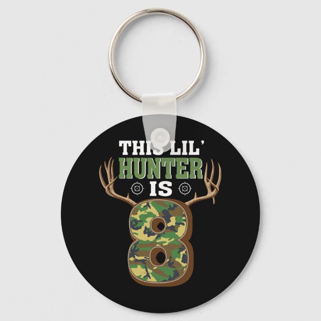 8th Birthday Hunting Deer 8 Year Old Hunter  Key Ring (Front)
