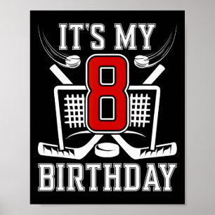 8th Birthday Ice Hockey Boy 8 Year Old Ice Hockey Poster