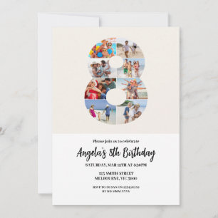8th Birthday Invitation Minimalist - Number 8