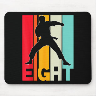 8th Birthday Karate Retro Taekwondo Martial Arts Mouse Pad