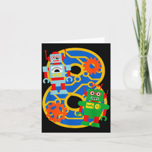 8th Birthday Kids 8 Year Old Little Robot Robotics Card