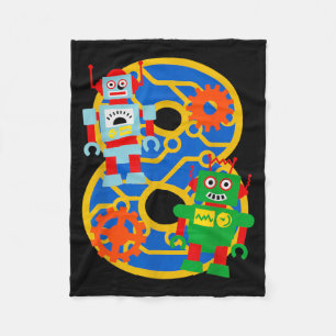 8th Birthday Kids 8 Year Old Little Robot Robotics Fleece Blanket
