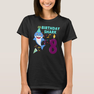 8th Birthday Kids Baby Shark Birthday Boy 8 Year T-Shirt