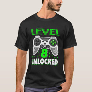 8Th Birthday Kids Eight Yrs Old Level 8 Unlocked V T-Shirt