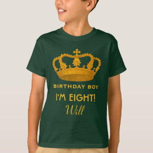 8th Birthday King Custom Name Royal Crown W17 T-Shirt