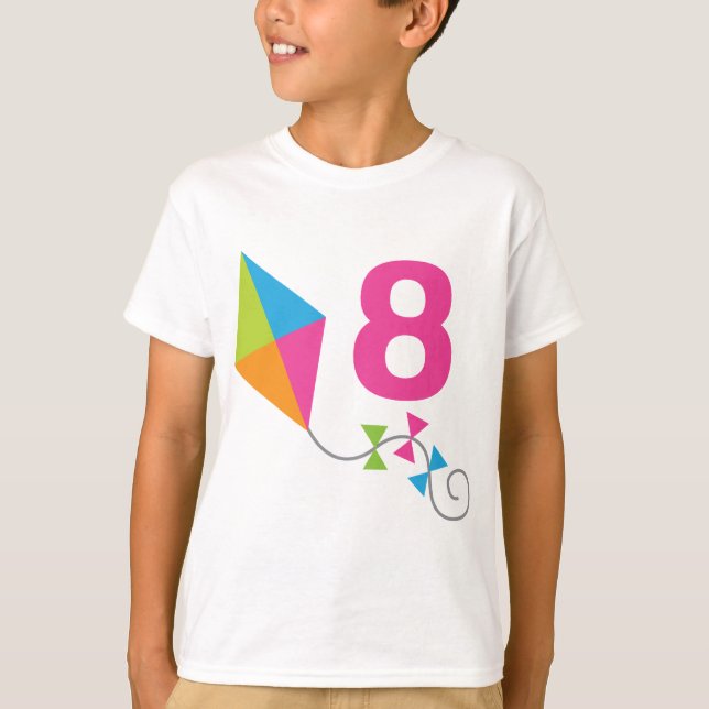8th Birthday Kite Design Gift T-Shirt (Front)