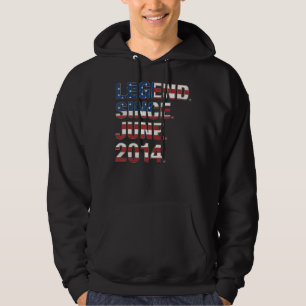 8th Birthday Legend Since June 2014 Usa Flag 8 Yea Hoodie