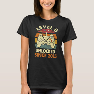 8th Birthday Level 8 Unlocked Awesome 2015 Video T-Shirt