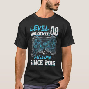 8th Birthday Level 8 Unlocked Since 2015 Girls Bo T-Shirt