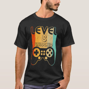 8th Birthday Level 8 Unlocked Video Gamer T-Shirt