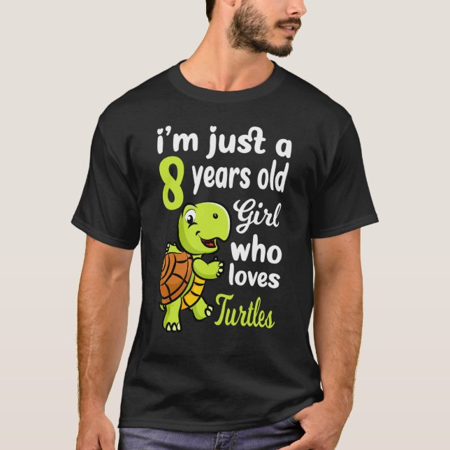 8th Birthday Loves Her Turtle Turtle T-Shirt (Front)