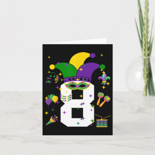 8th Birthday Mardi Gras Themed 8 Year Old Boys Kid Card