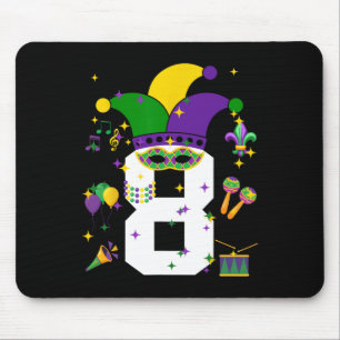 8th Birthday Mardi Gras Themed 8 Year Old Boys Kid Mouse Pad