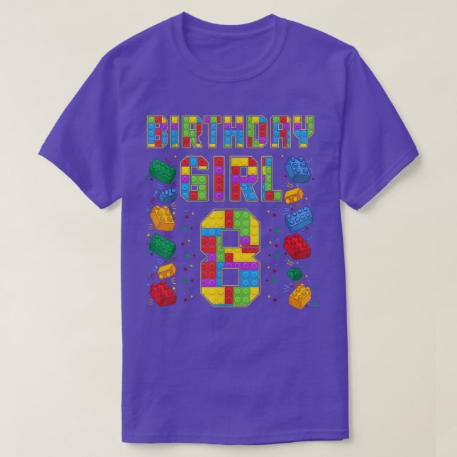8th Birthday Master Builder 8 Years Old Block Buil T-Shirt (Design Front)