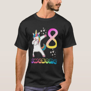 8th Birthday Outfit Awesome Dabbing Unicorn Party T-Shirt
