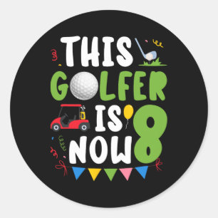 8th Birthday Party Golf Boy Eight Year Old Golf Pl Classic Round Sticker