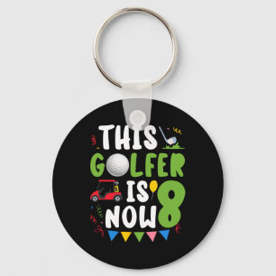 8th Birthday Party Golf Boy Eight Year Old Golf Pl Key Ring