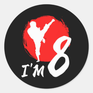 8th Birthday Party Karate Eight Year Old Karate Classic Round Sticker