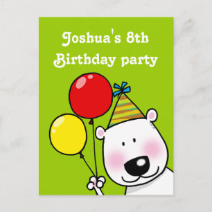 8th birthday party personalised invitations