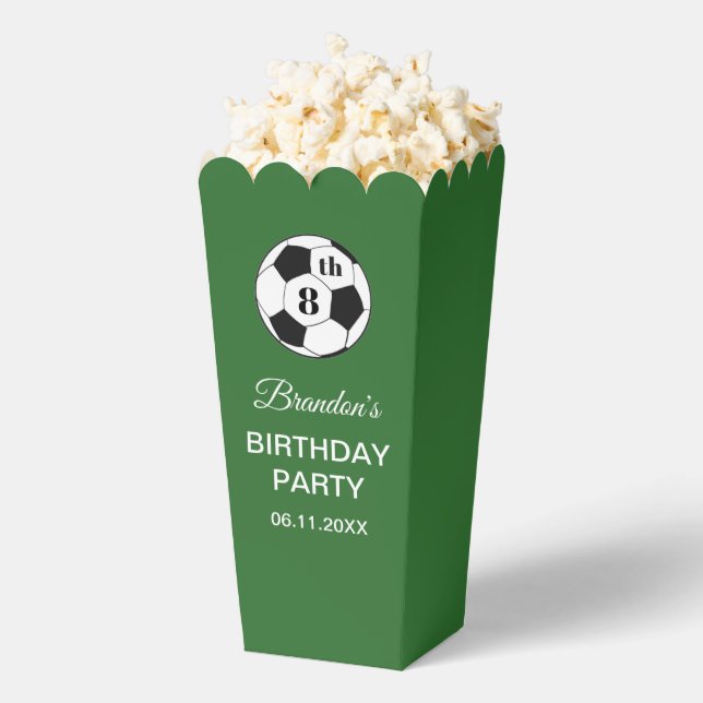8th Birthday Party Soccer Green Boys Sports Favour Box (Popped)